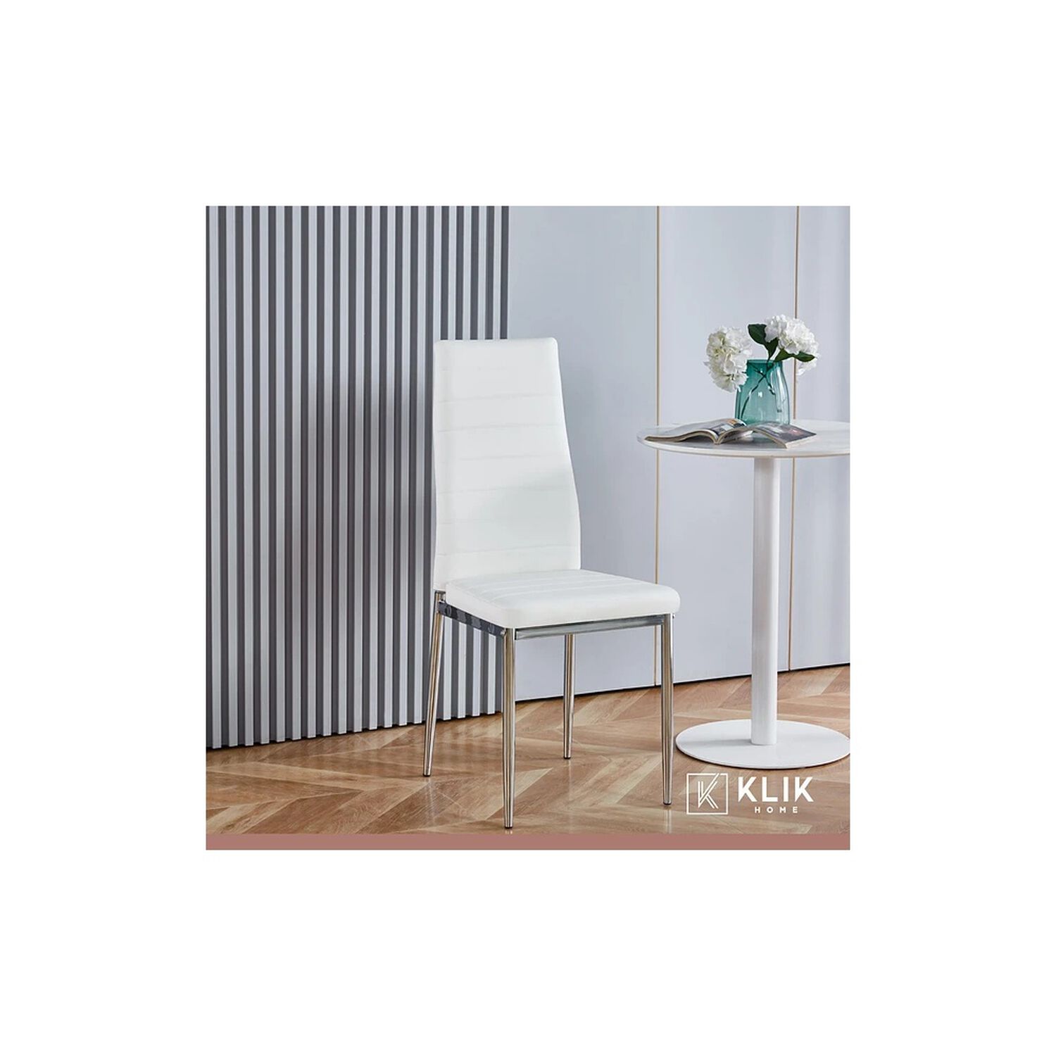 Comedor Mesa De Vidrio Rectangular 140x90cm + 6 Sillas Dining Liana Acolchadas - Blancas image number 7.0
