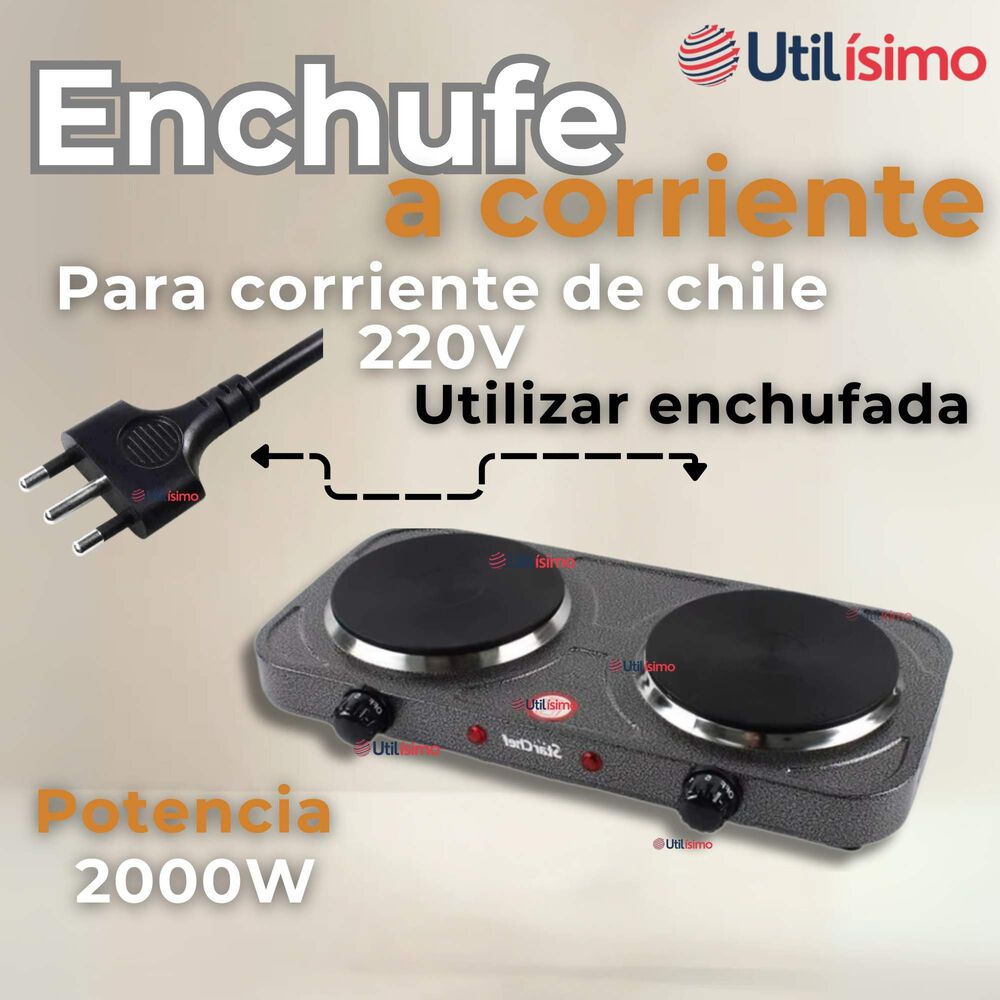 Cocina El&eacute;ctrica 2 Platos Cocinilla Port&aacute;til 2000w De Potencia image number 7.0