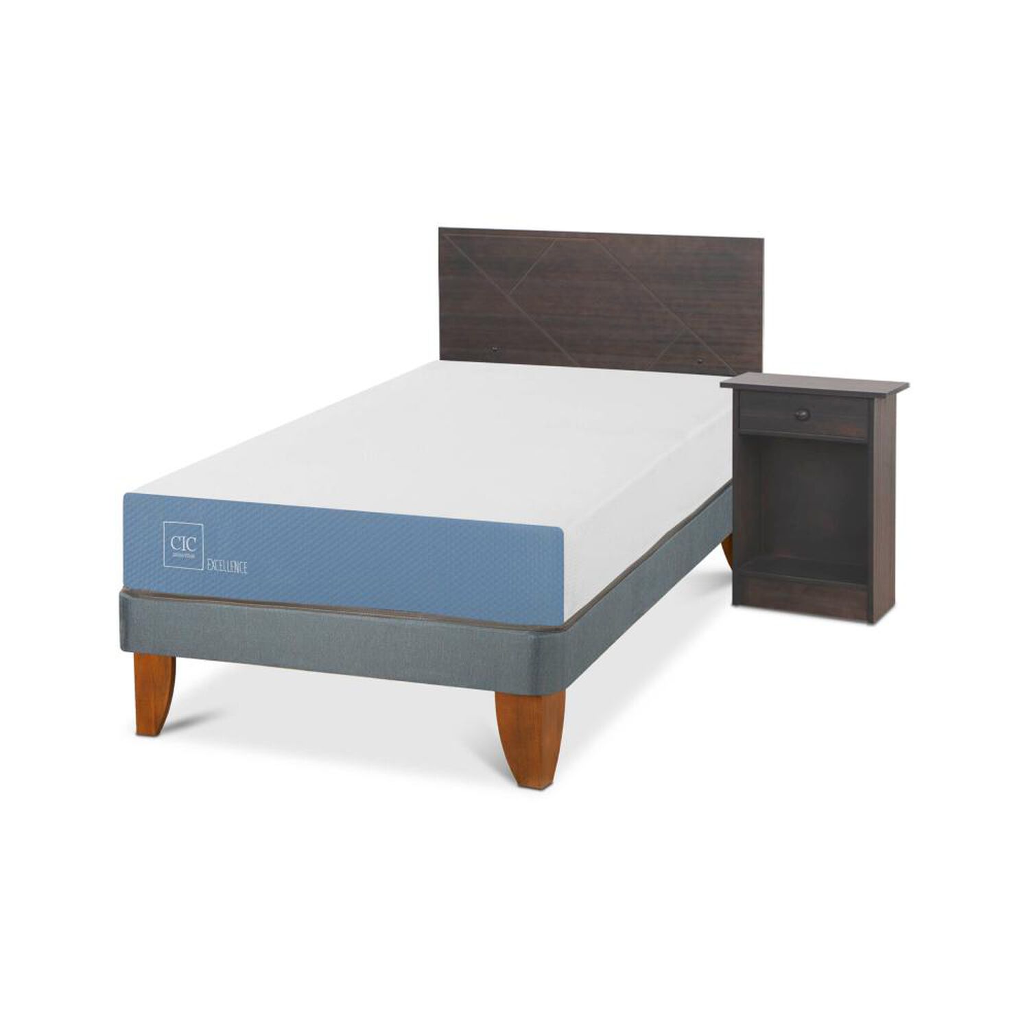 Cama Europea Cic Excellence / 1.5 Plazas / Base Normal + Set De Maderas image number 1.0
