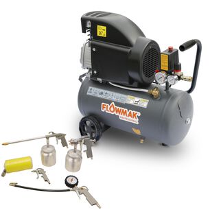 Combo Compresor De Aire 24 Litros 1.5hp 8 Bar M&aacute;s Kit Accesorios