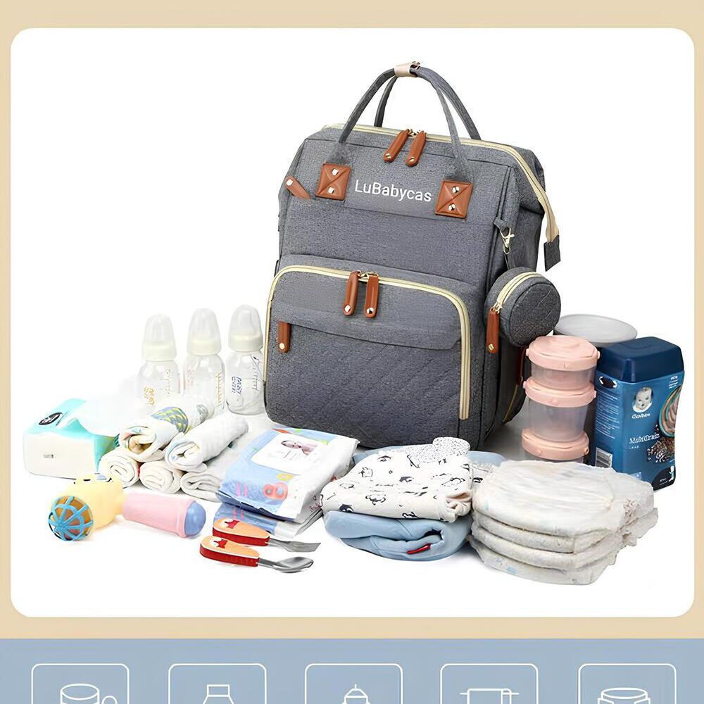 Mochila Maternal Lubabycas Impermeable Con Accesorios Negra image number 1.0