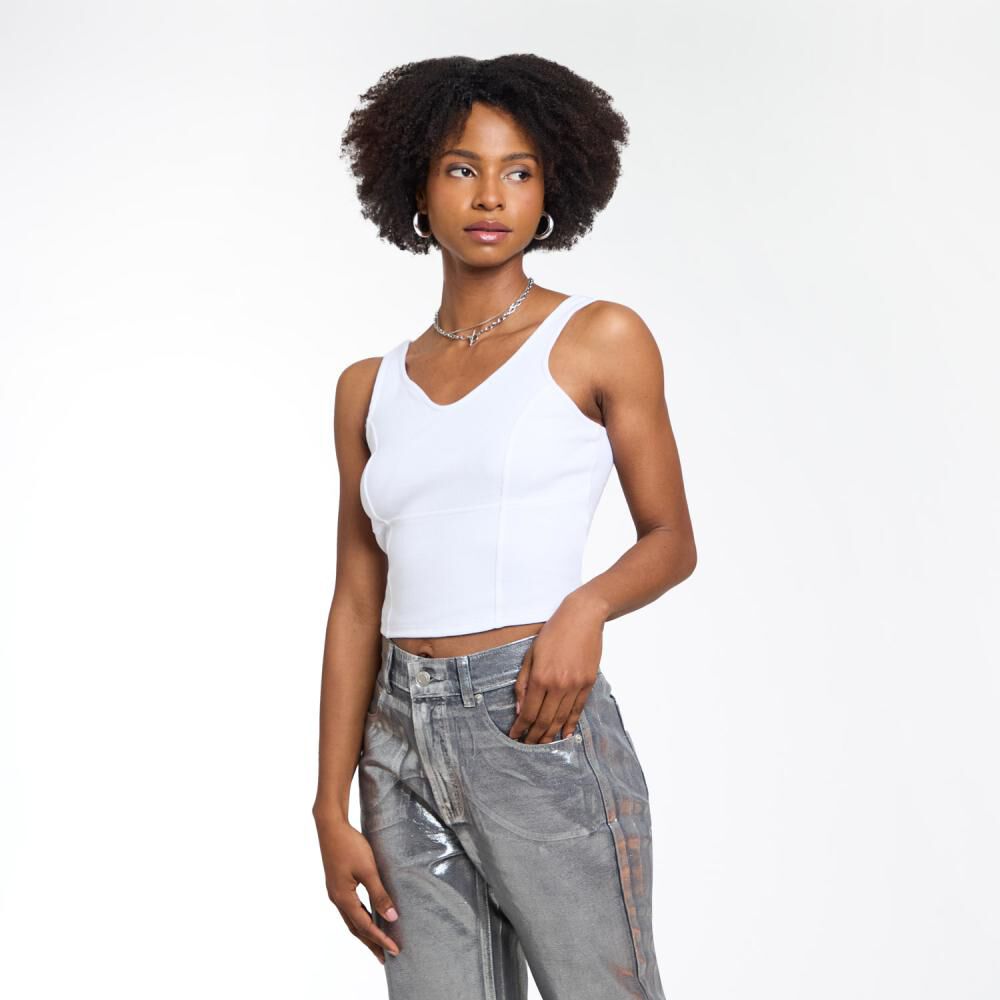 Polera Crop Tirantes Sin Mangas Cuello V Mujer Rolly Go image number 2.0
