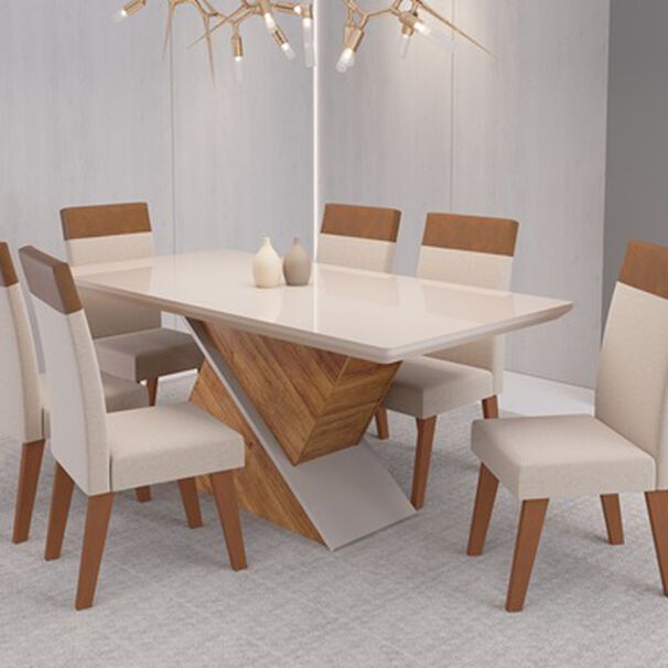Juego De Comedor 6 Sillas Elite Beige