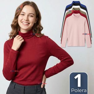 Camiseta Polera Bamb&uacute; Primera Capa Cuello Beatle Manga Larga Colores Surtidos Mujer