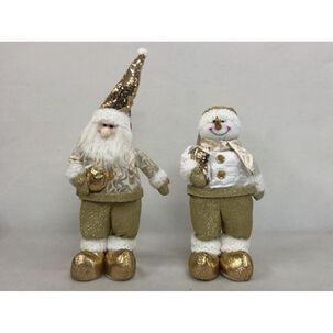Santa Y Muñeco De Nieve Dorado Casaideal