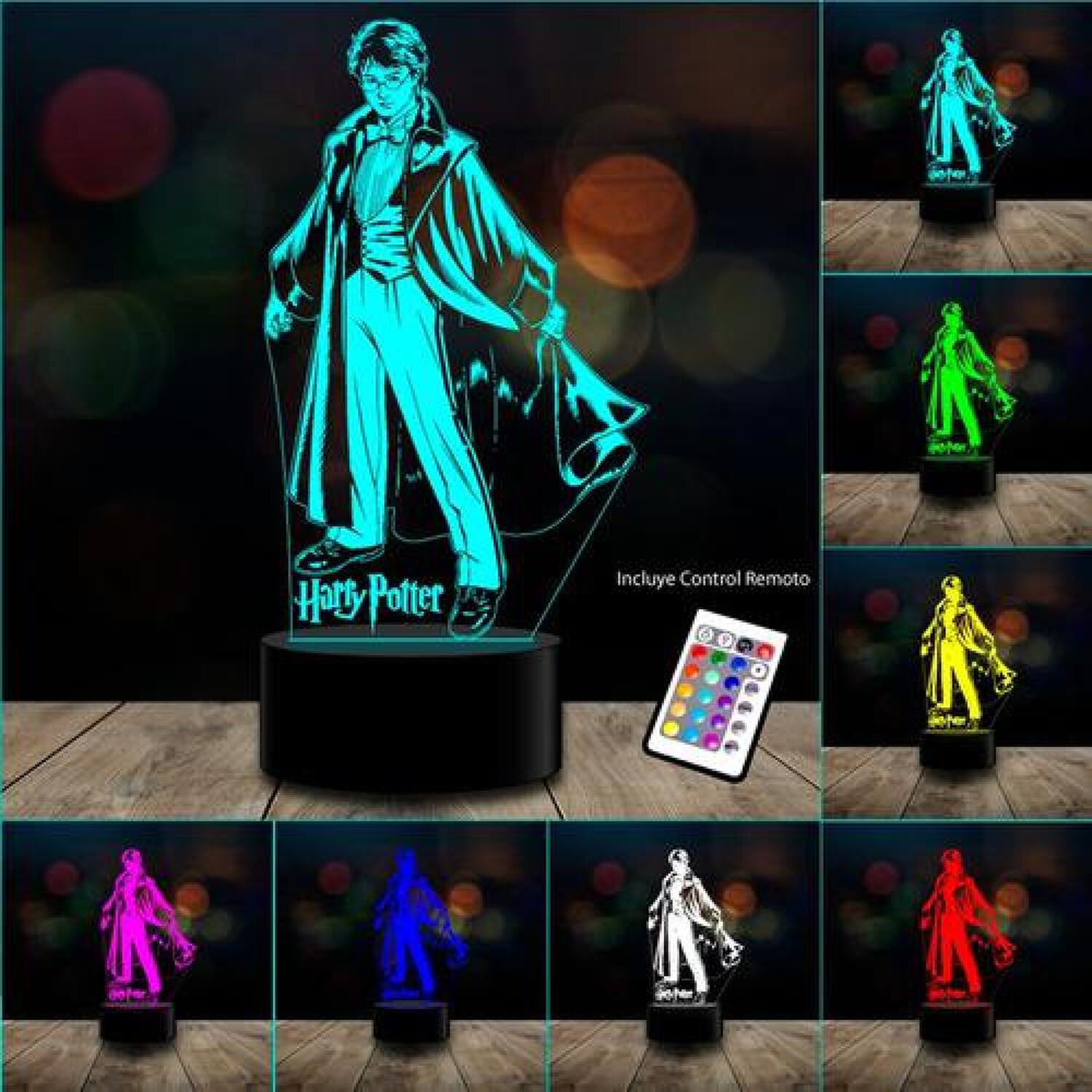 L&aacute;mpara 3d Harry Potter Control Remoto image number 4.0