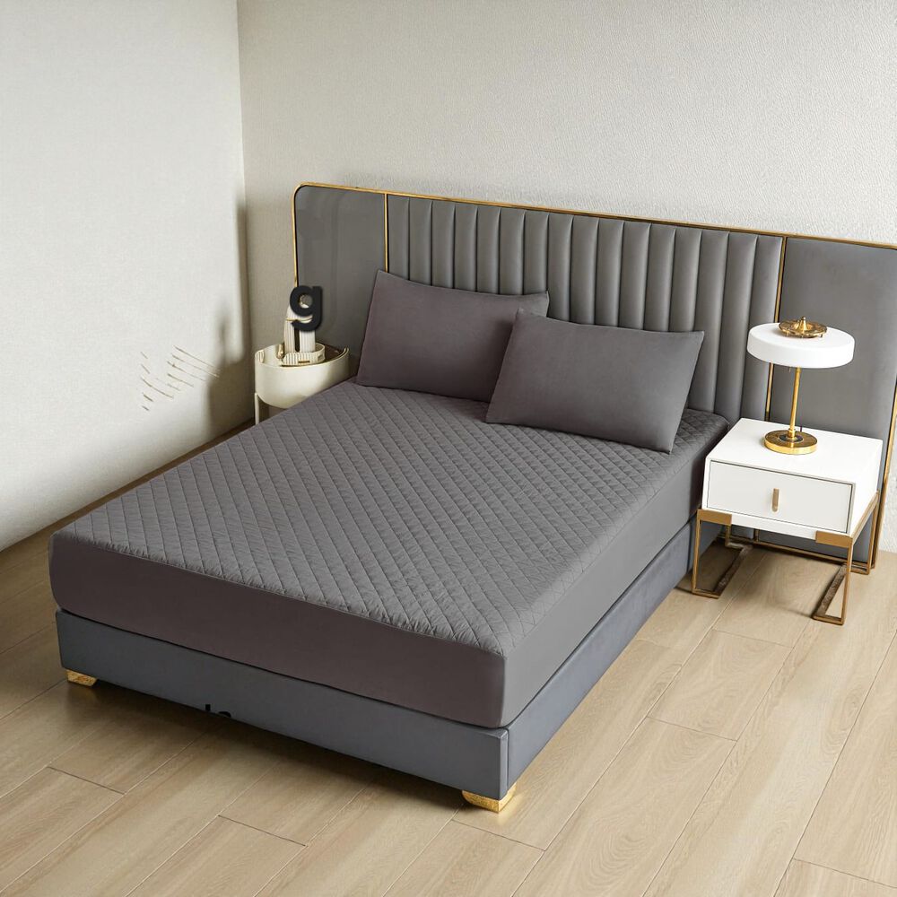 Cubrecolch&oacute;n Impermeable King + 02 Fundas De Almohada Plomo image number 1.0