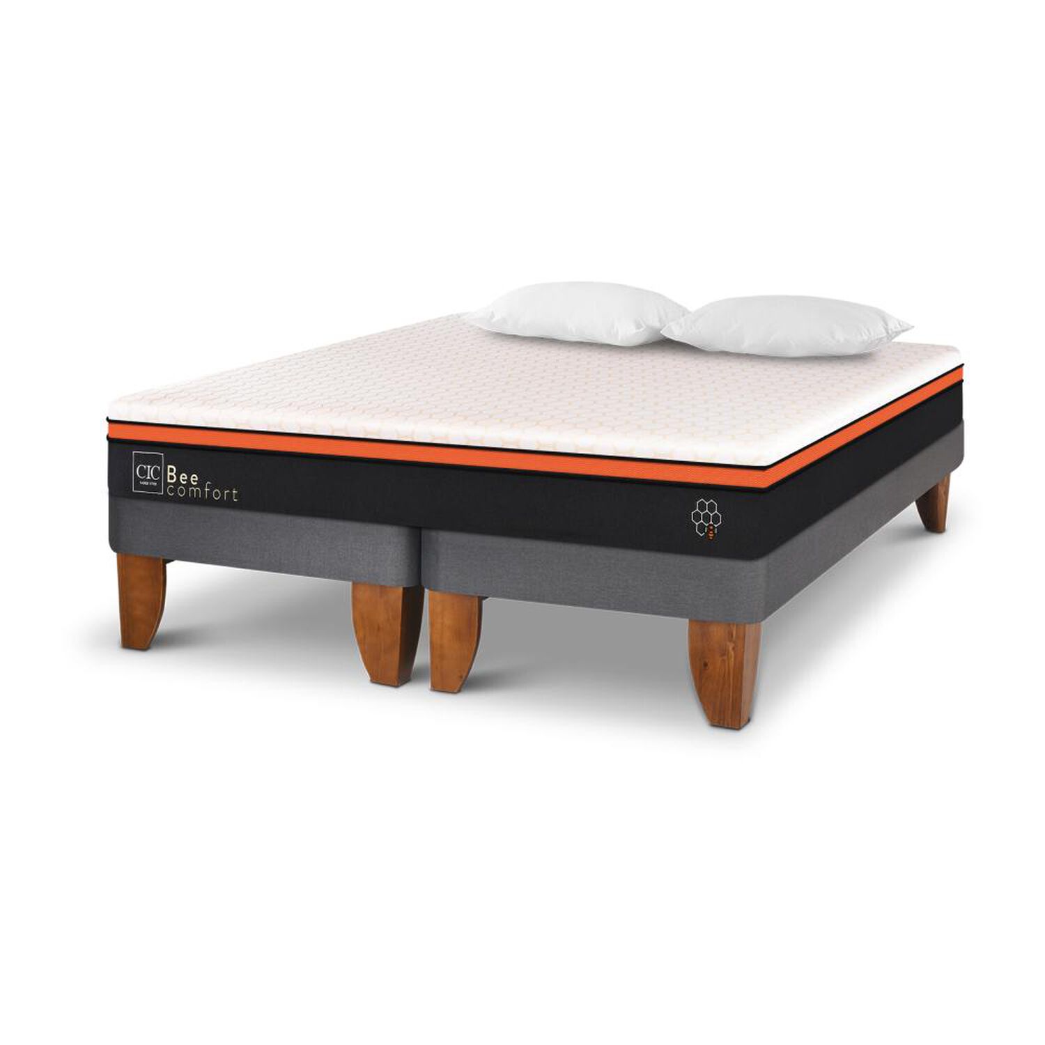 Cama Europea Cic Bee Comfort / 2 Plazas / Base Dividida + Almohadas image number 1.0