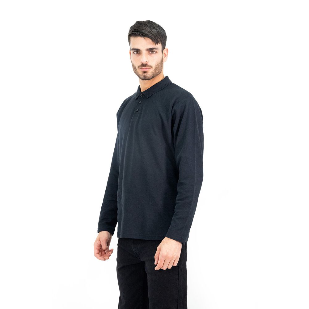 Polera Pique Quebec Manga Larga Negro Hombre image number 2.0