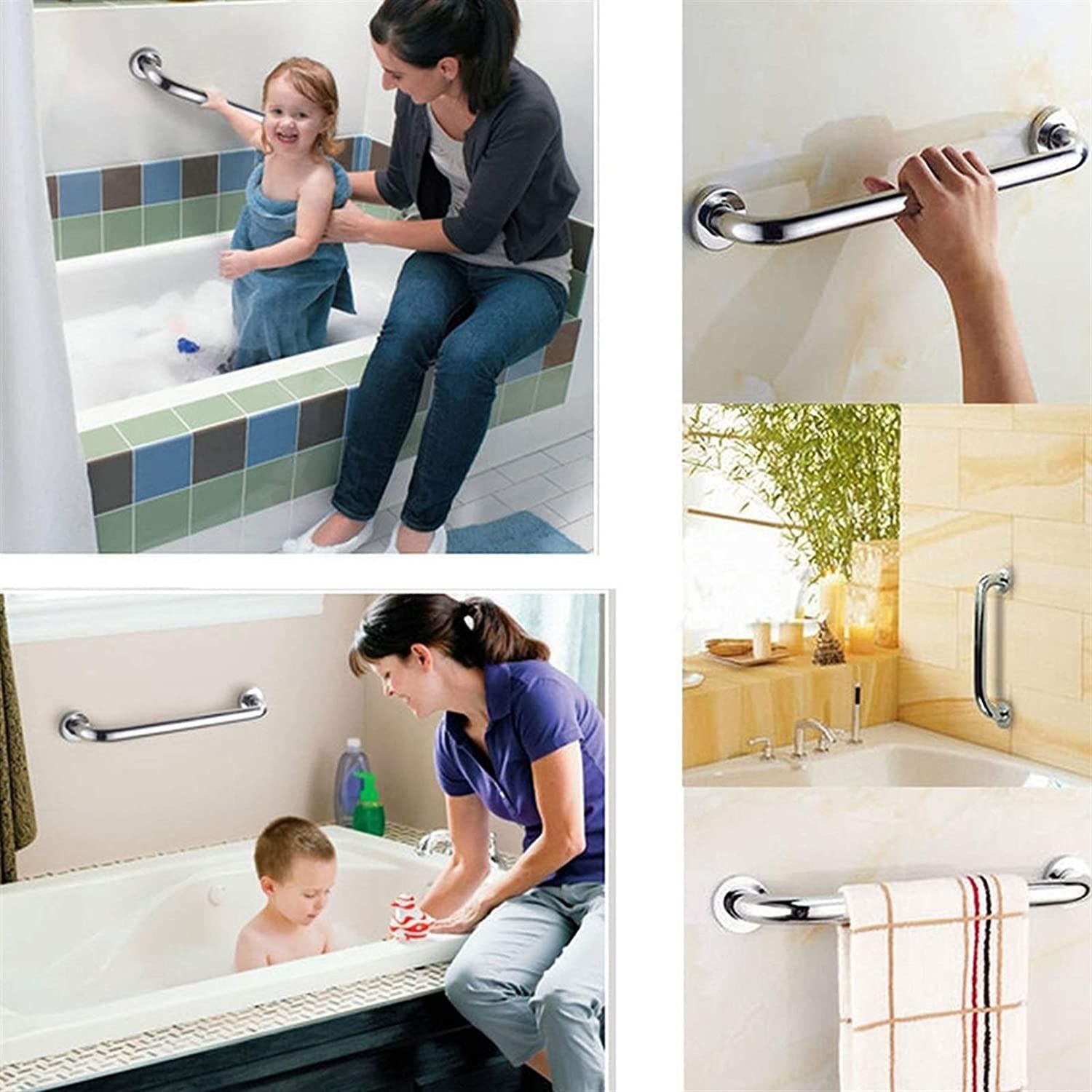 Set 2 Barras Seguridad Ba&ntilde;o Wc Pasamanos Acero Inoxidable 40 Cm image number 5.0