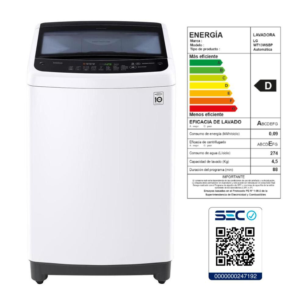 Lavadora LG WT13WSBP / 13 Kg image number 4.0