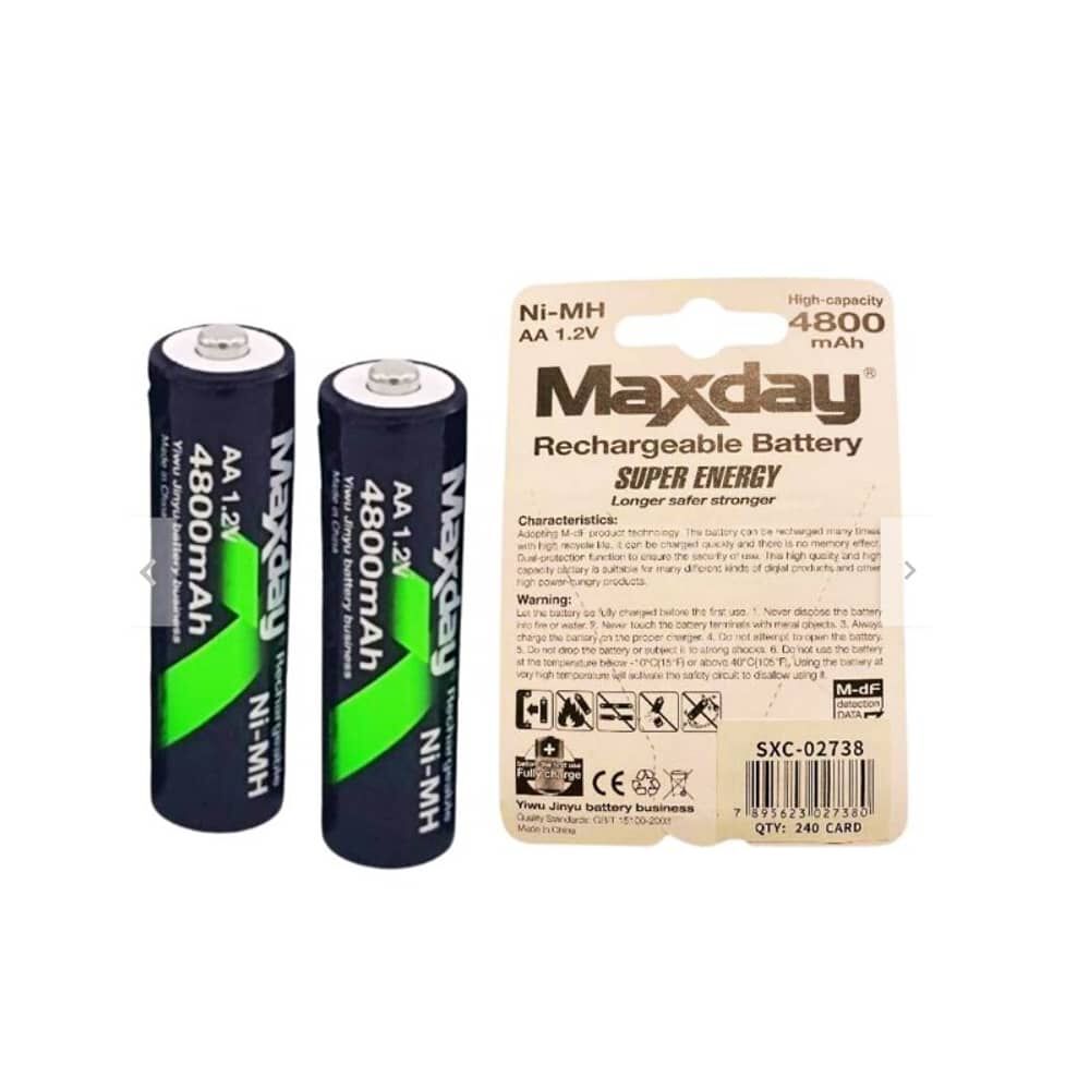 Pilas Baterias Recargables De Litio Niquel Aa Maxday 4800mah Pack 2 Unidades image number 0.0