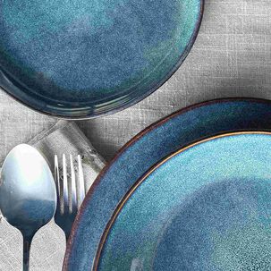 Set 6 Platos Redondo Ceramica Azul 27 Cm Linea Efes