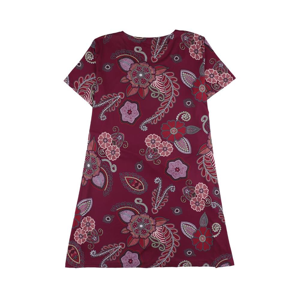 Vestido Full Print Amarra En Cintura Manga Corta Cuello Redondo Mujer Lesage image number 1.0