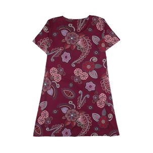 Vestido Full Print Amarra En Cintura Manga Corta Cuello Redondo Mujer Lesage