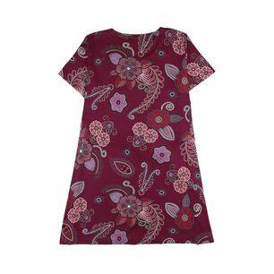 Vestido Full Print Amarra En Cintura Manga Corta Cuello Redondo Mujer Lesage