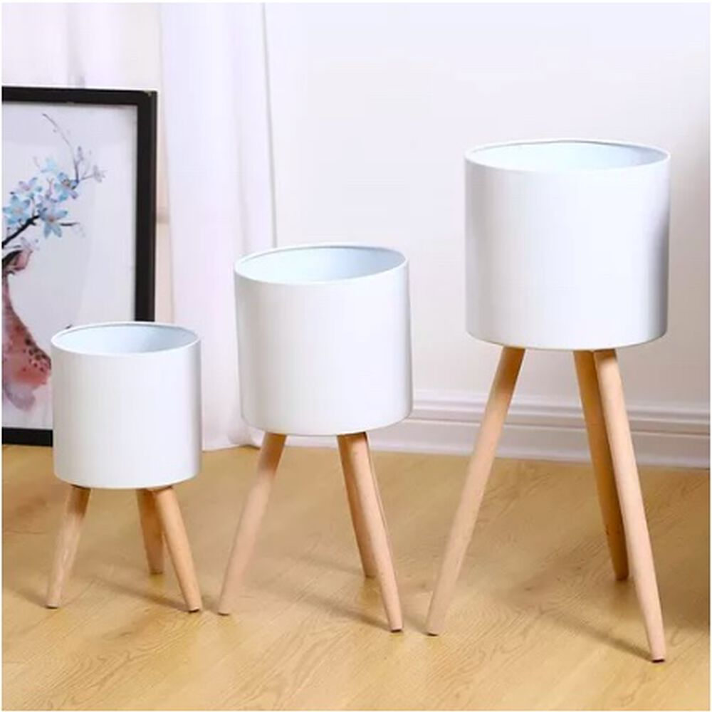 Set 3 Floreros Decorativos Metálicos Pedestal Maceteros image number 0.0