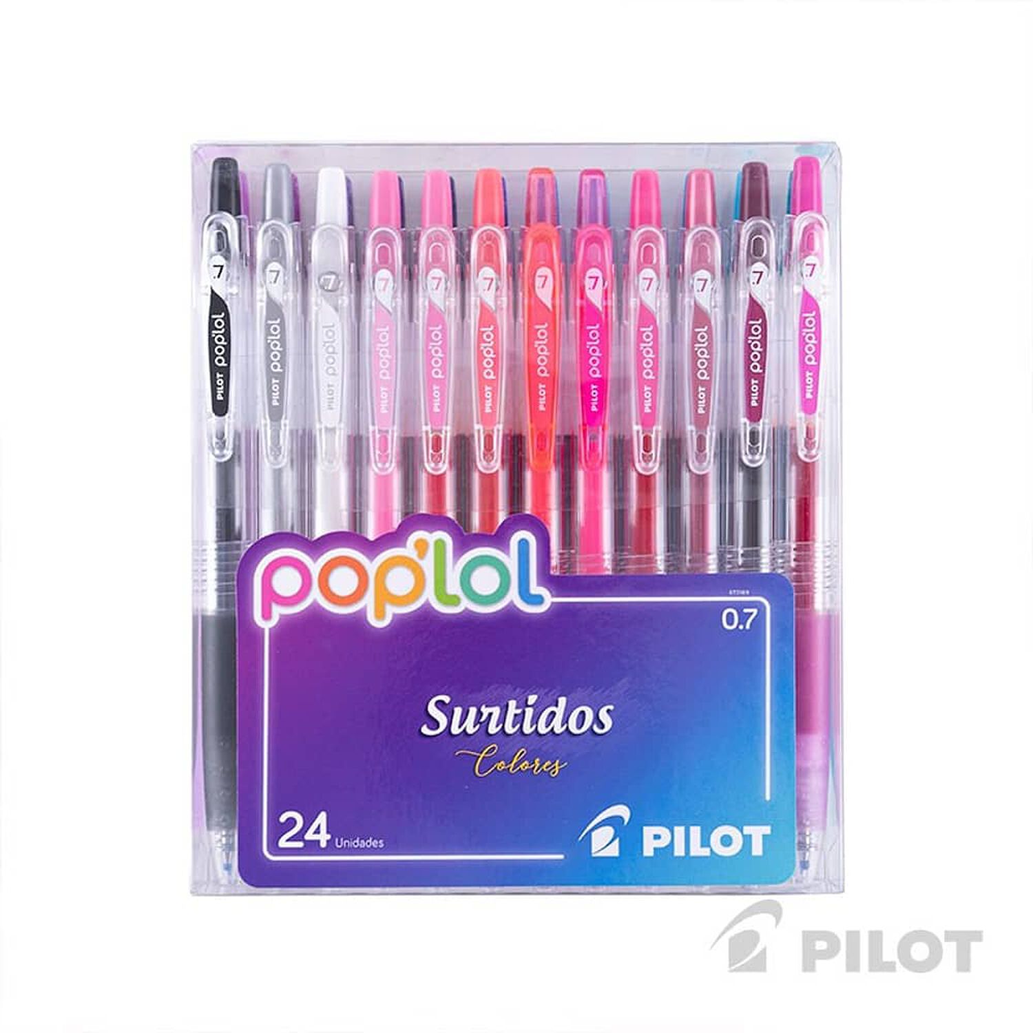 Set 24 L&aacute;pices Gel Pop&acute;lol Bubble Gum 07mm Tinta Pigmentada Retr&aacute;ctiles Punta Acero image number 0.0