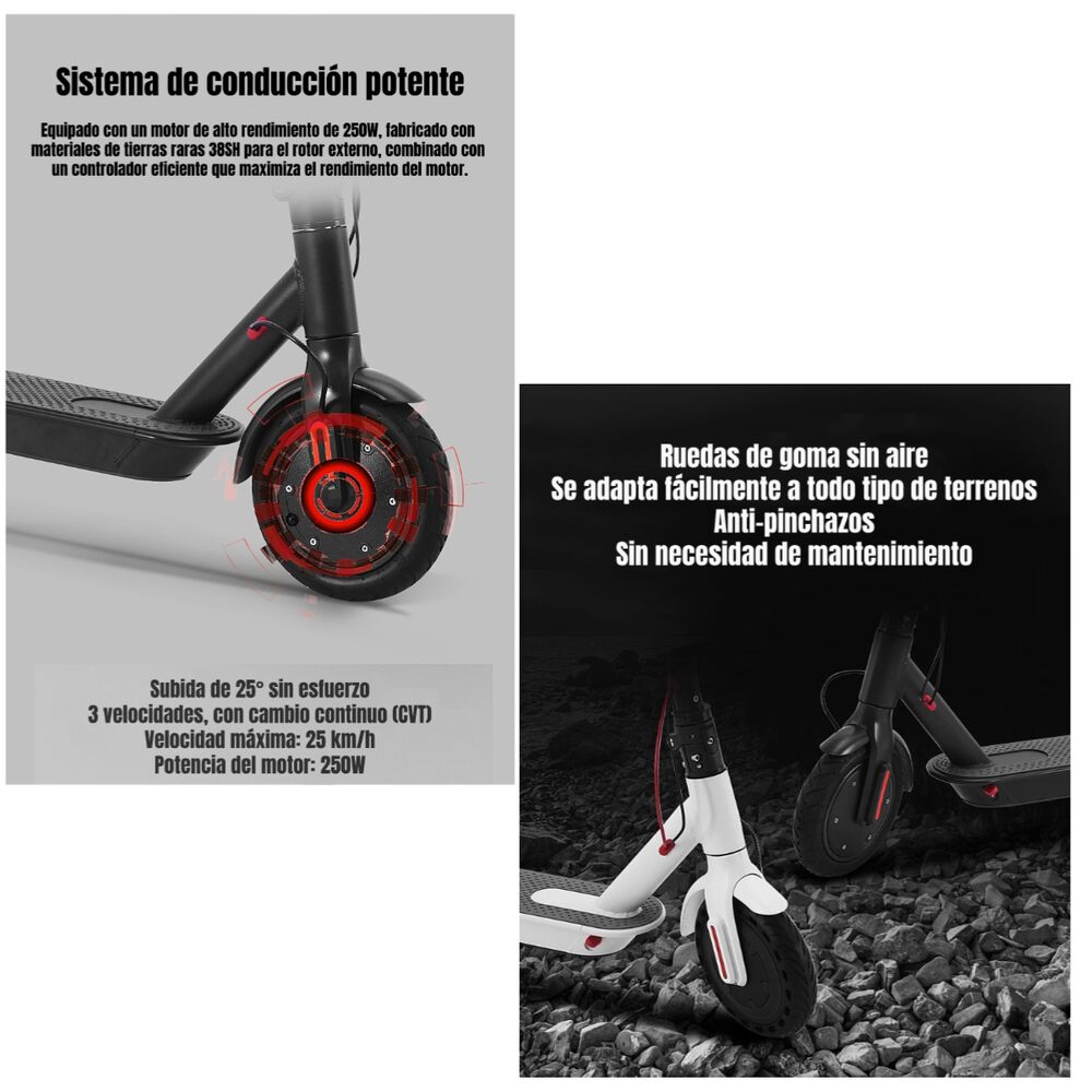 Scooter Adulto Eléctrico Con App Plegable 30km Negro Speed image number 5.0