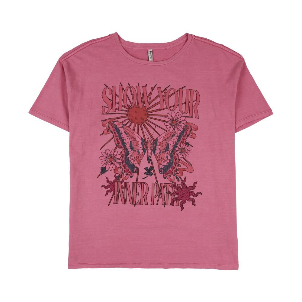 Polera Estampada Oversize Manga Corta Cuello Redondo Mujer Freedom image number 0.0