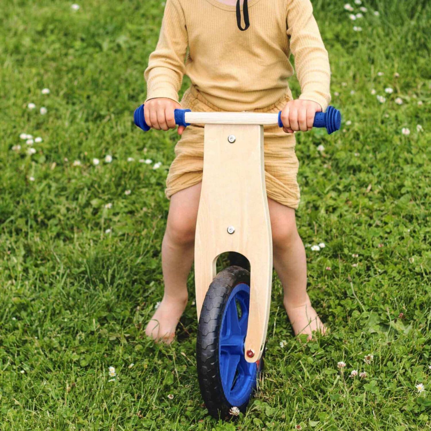Bicicleta De Equilibrio Aprendizaje De Madera Azul image number 2.0