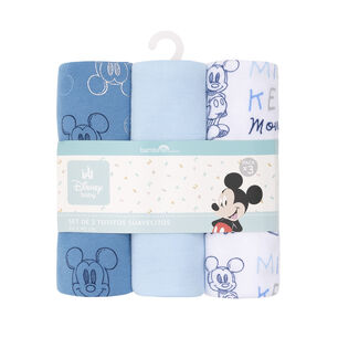 Set 3 Tutitos Suavecitos Azul Carita Mickey Ni&ntilde;o