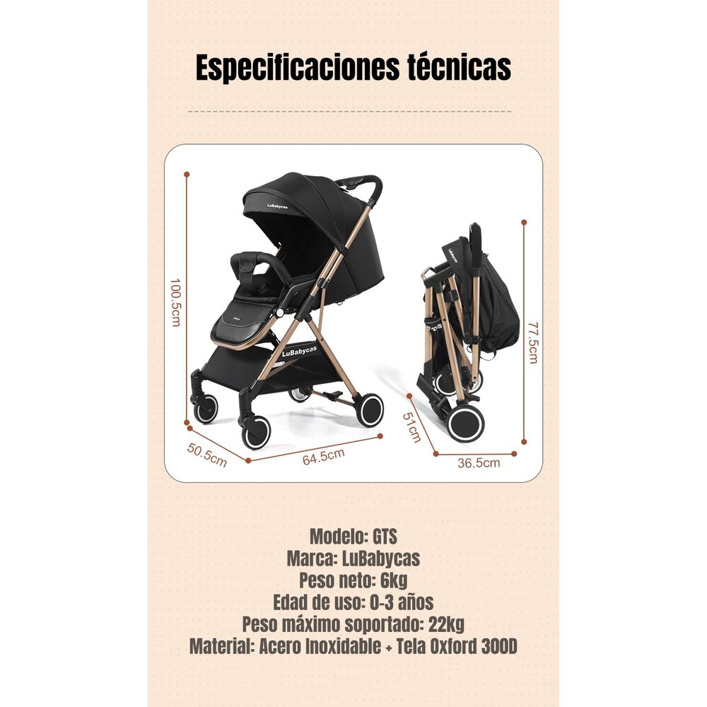 Coche De Paseo &Uacute;ltra Liviano 0-3 A&ntilde;os Gts Lubabycas image number 7.0