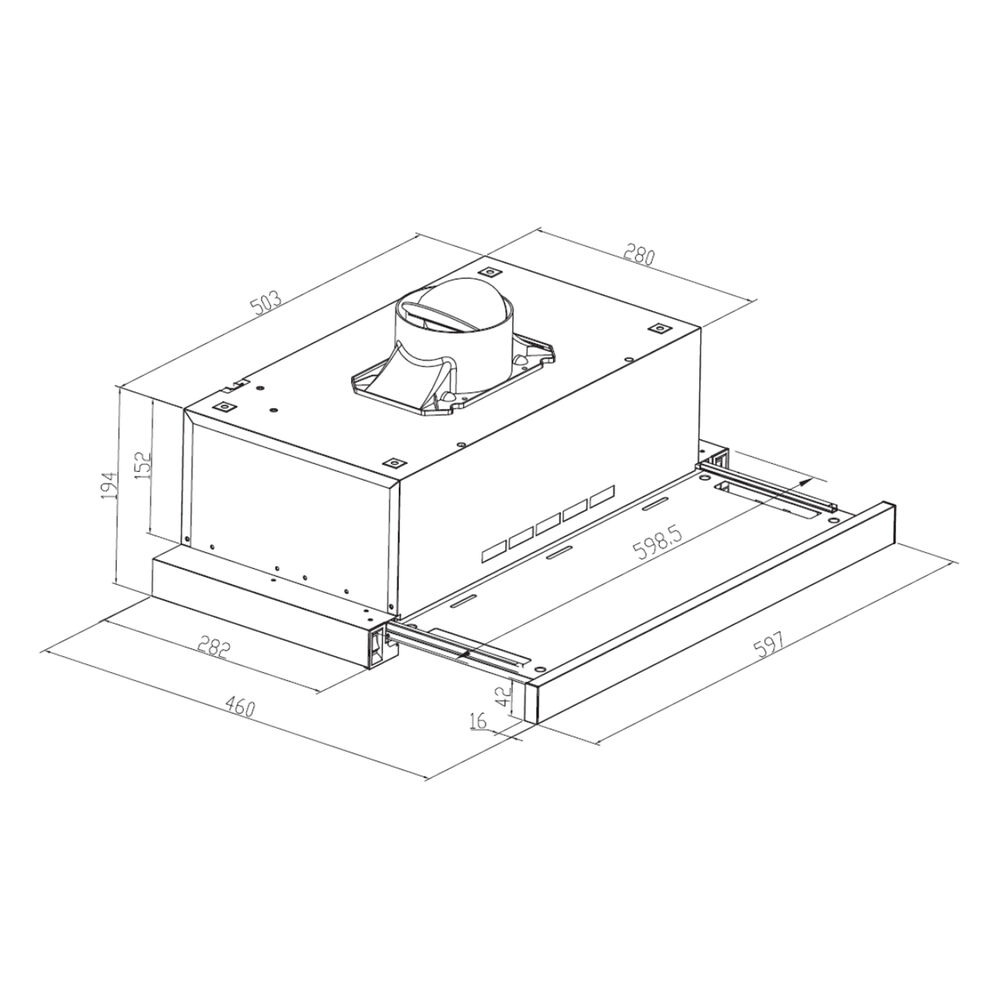 Campana Telesc&oacute;pica Groner Black Glass 60 Cm image number 4.0