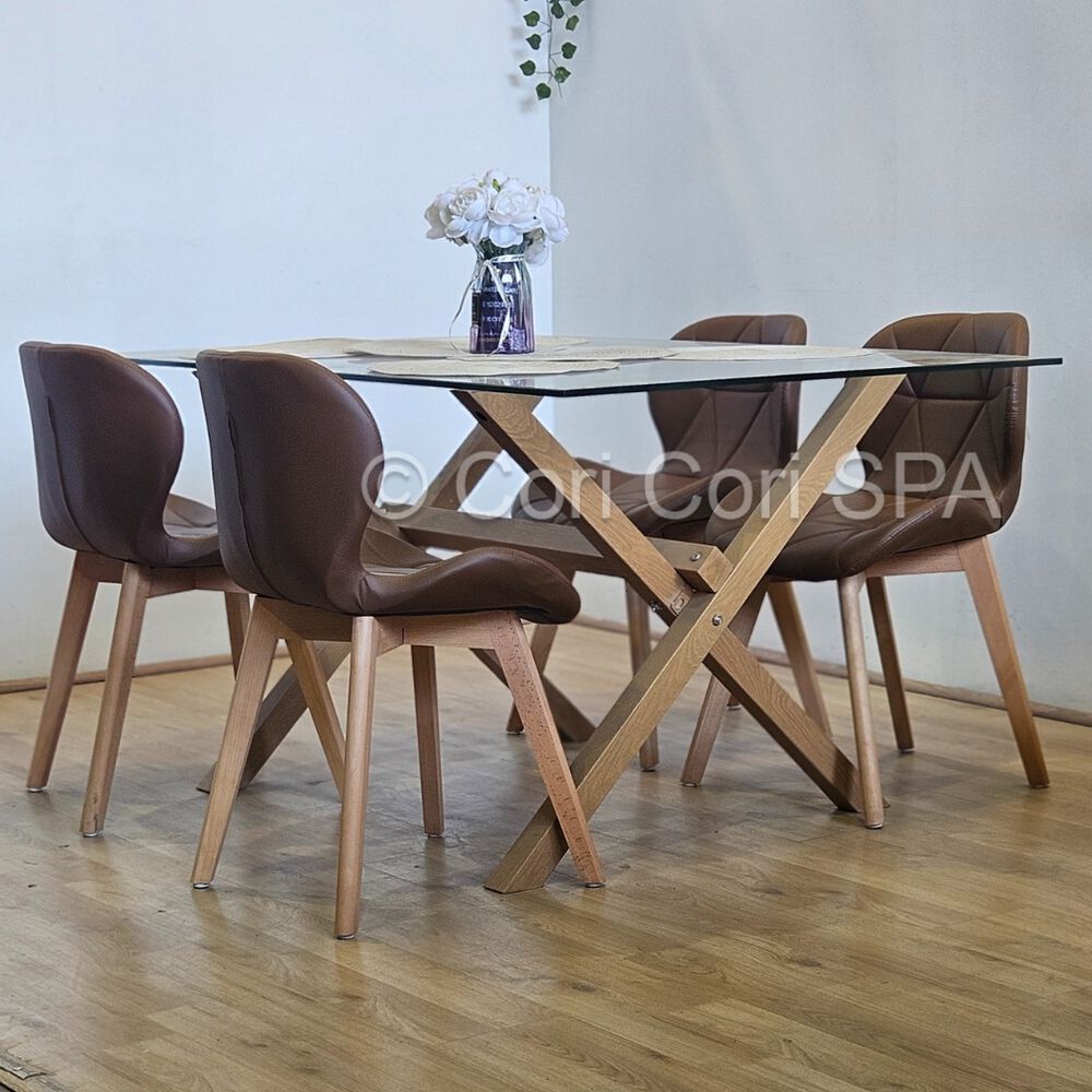 Comedor Medlock 140x90cms + 4 Sillas Mariposa Ecocuero Wood image number 1.0