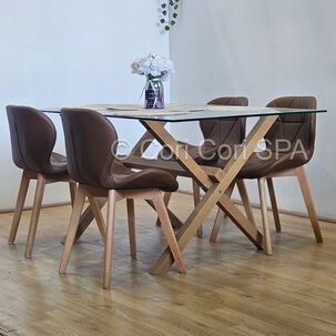 Comedor Medlock 140x90cms + 4 Sillas Mariposa Ecocuero Wood