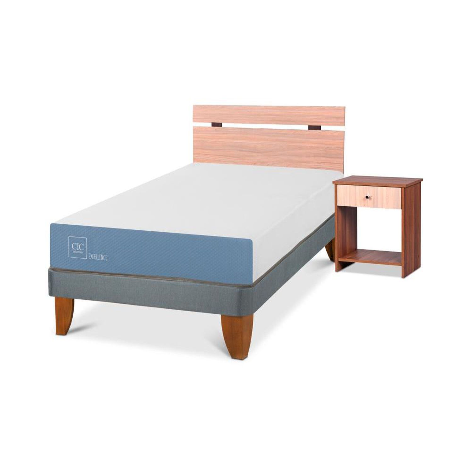 Cama Europea Cic Excellence / 1.5 Plazas / Base Normal + Set De Maderas image number 1.0