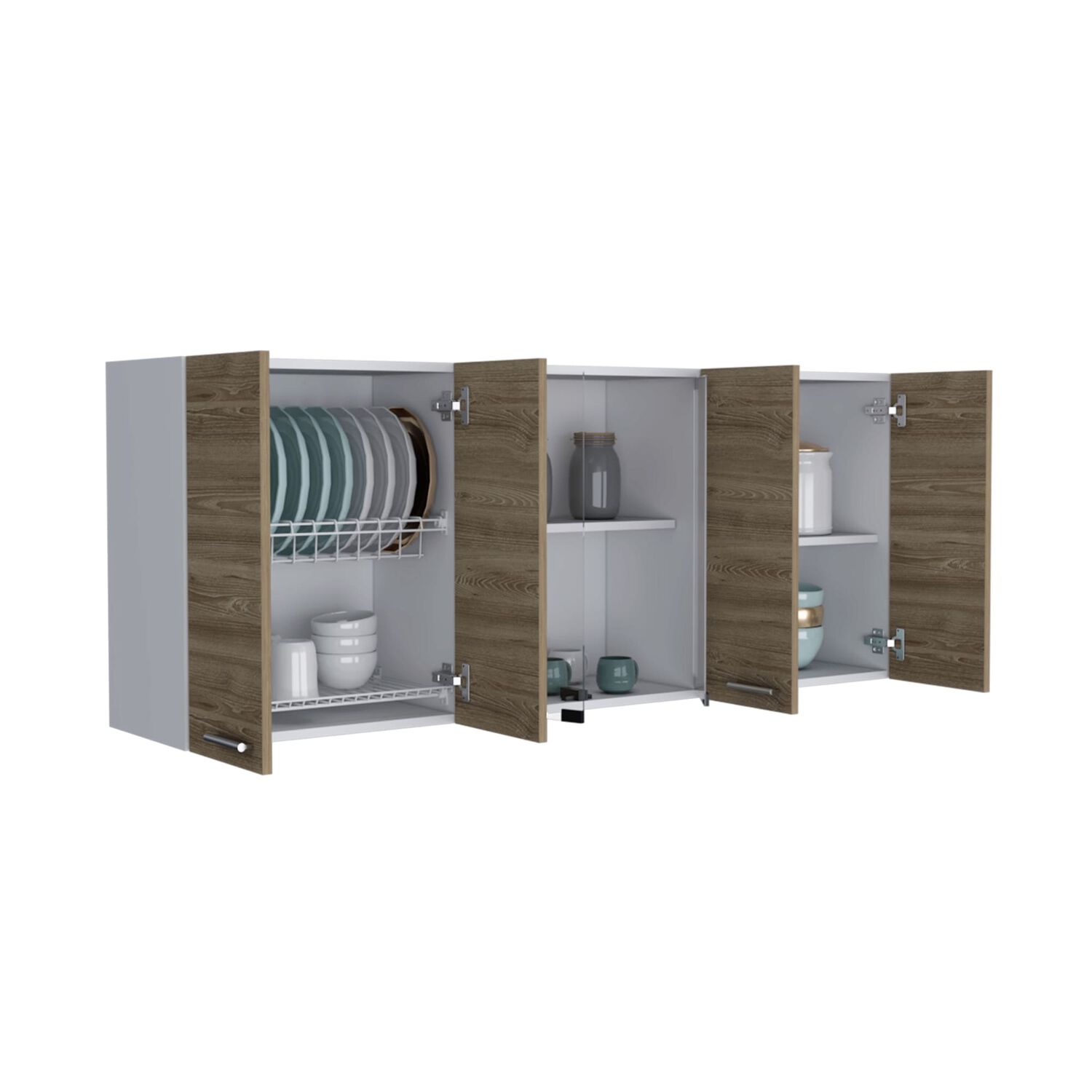 Mueble Superior De Cocina 6 Puertas 150x60x31,5 Cm Caf&eacute; Y Blanco image number 2.0
