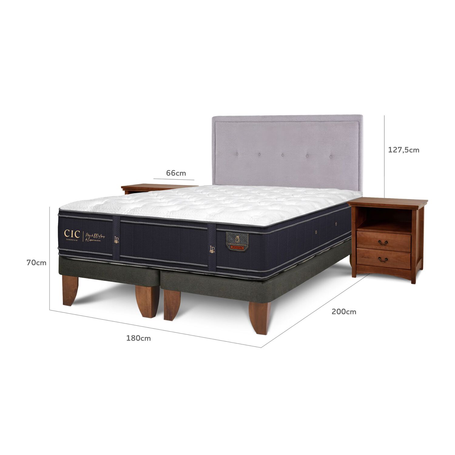 Cama Europea Cic Grand Premium / King / Base Dividida + Set De Maderas image number 2.0