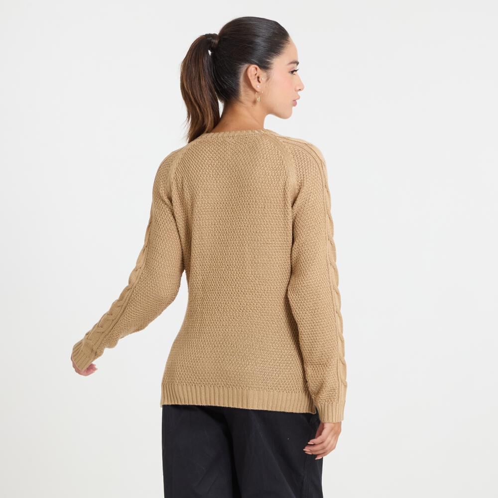 Sweater Trenzado Manga Larga Cuello Redondo Mujer Freedom image number 3.0