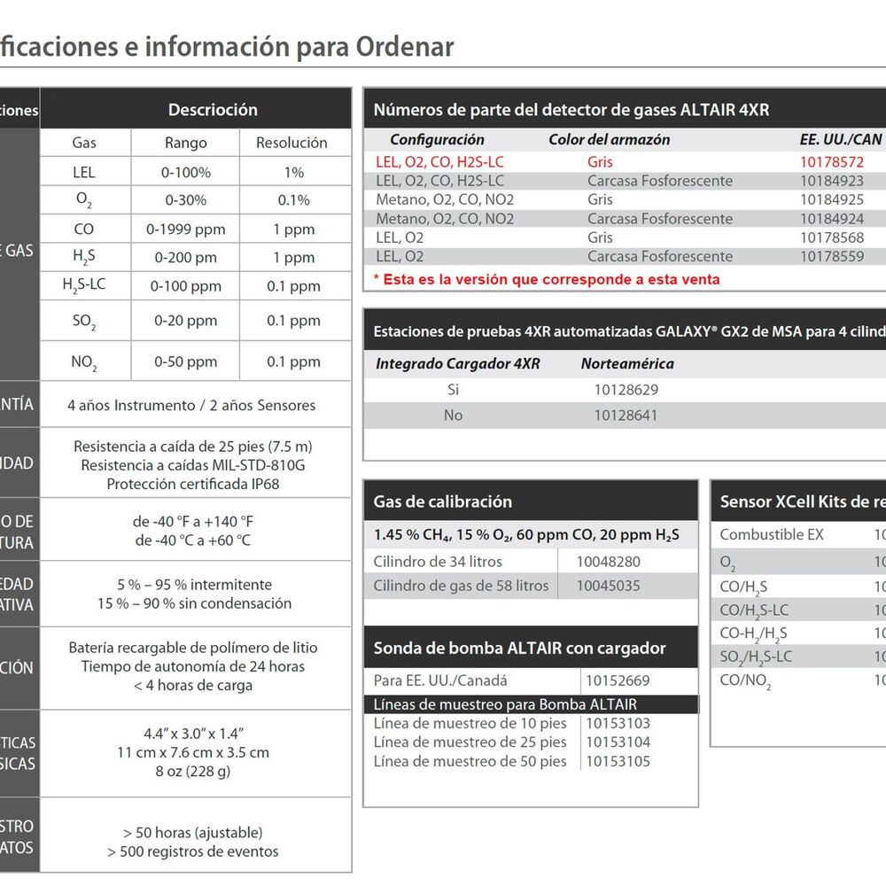 Msa Altair 4xr: Detector Multigás Monitoreo Gases Honeywell image number 3.0