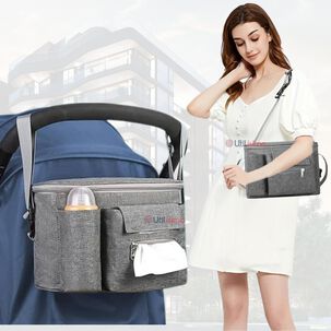 Bolso Maternal Mochila Para Coche Pañalera Bebé Light Gray