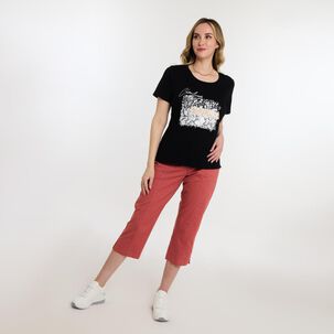 Polera Lisa Manga Corta Cuello Redondo Mujer Geeps