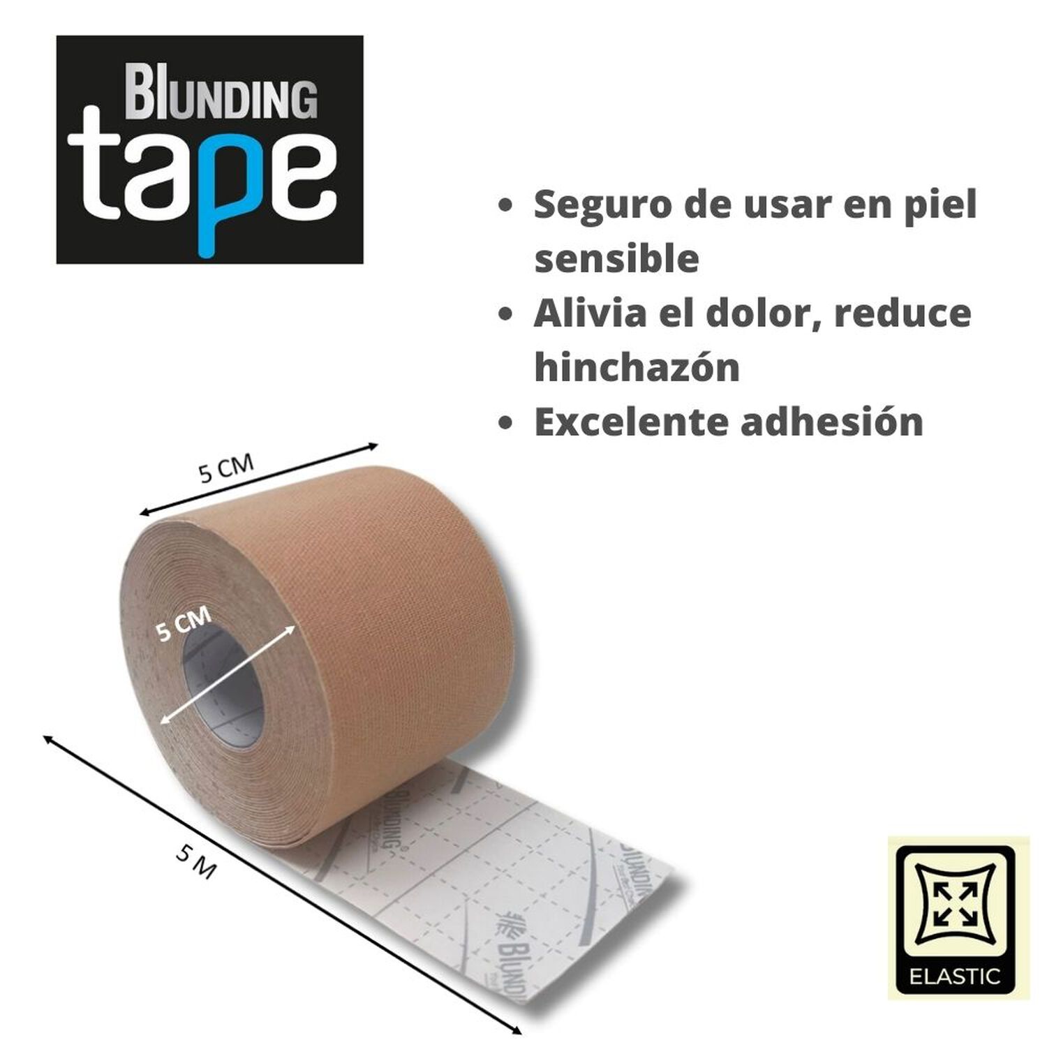 Tape Kinesiol&oacute;gico Blunding Tape Beige (rollo 5cm X 5mts) image number 2.0