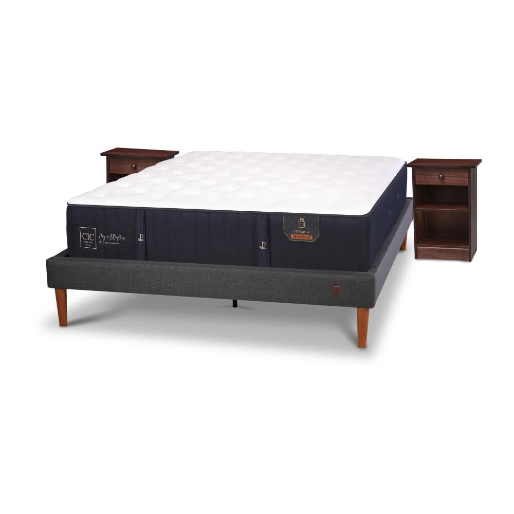 Cama Europea Cic Premium / 2 Plazas / Base Normal + Veladores image number 1.0