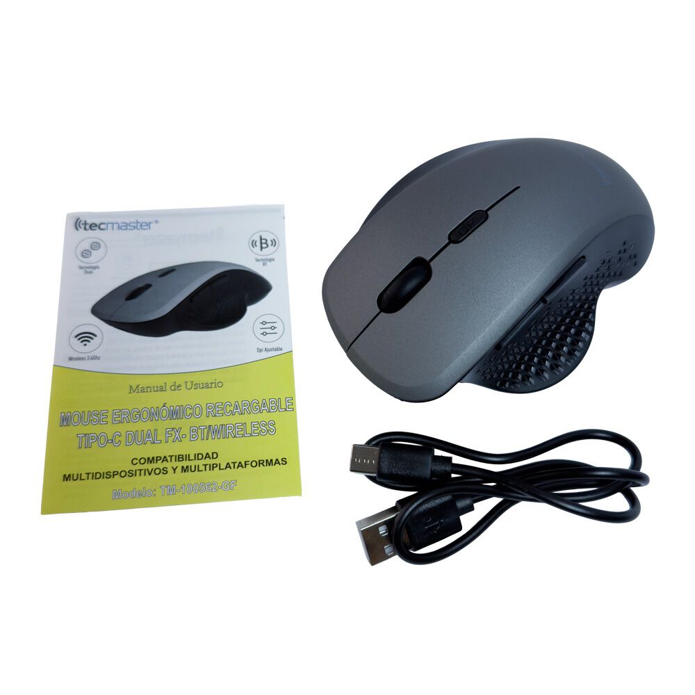 Mouse Inalámbrico Bt + Wireless Recargable Ergonomico image number 4.0