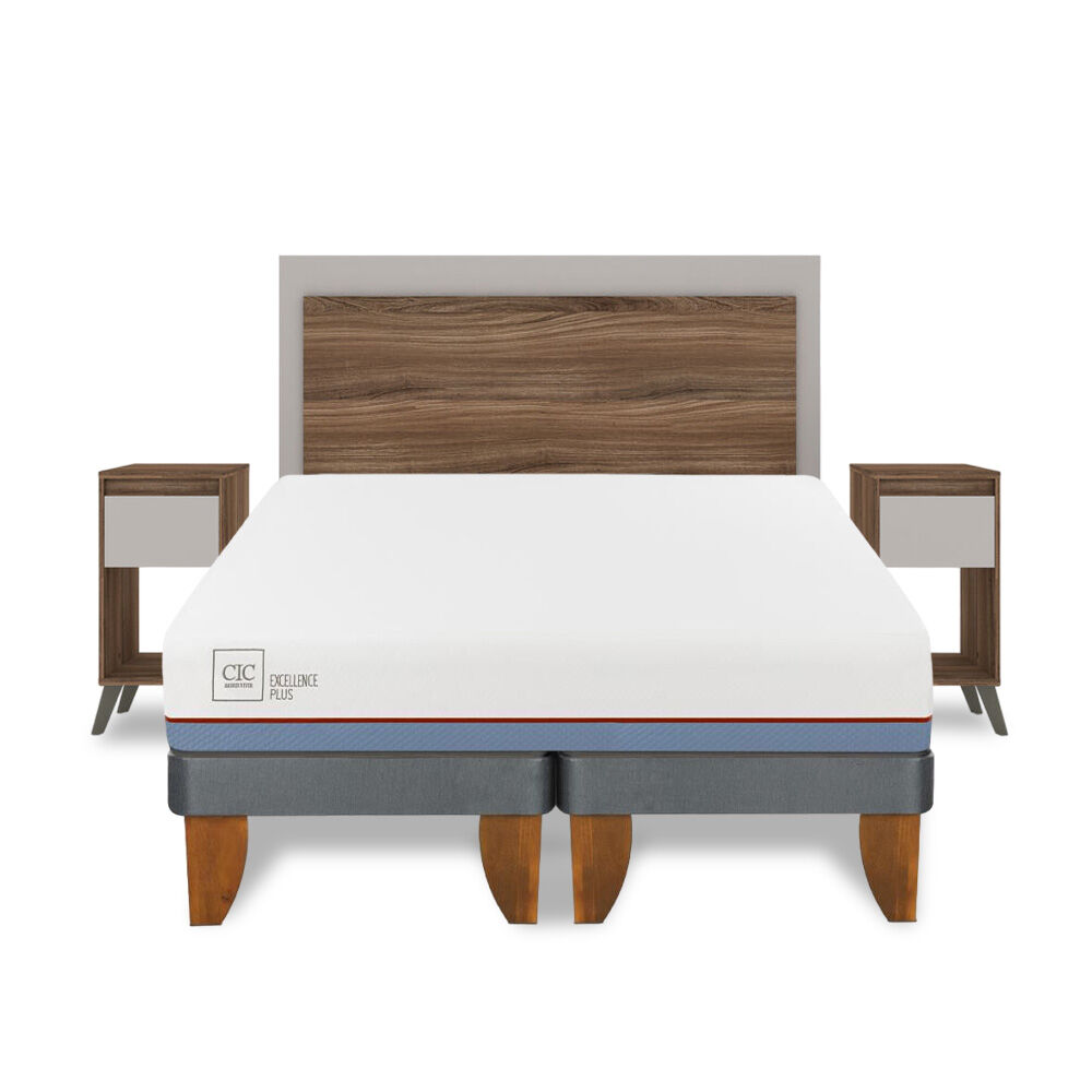 Cama Europea Cic Excellence Plus / 2 Plazas / Base Dividida + Set de Maderas Milan image number 0.0