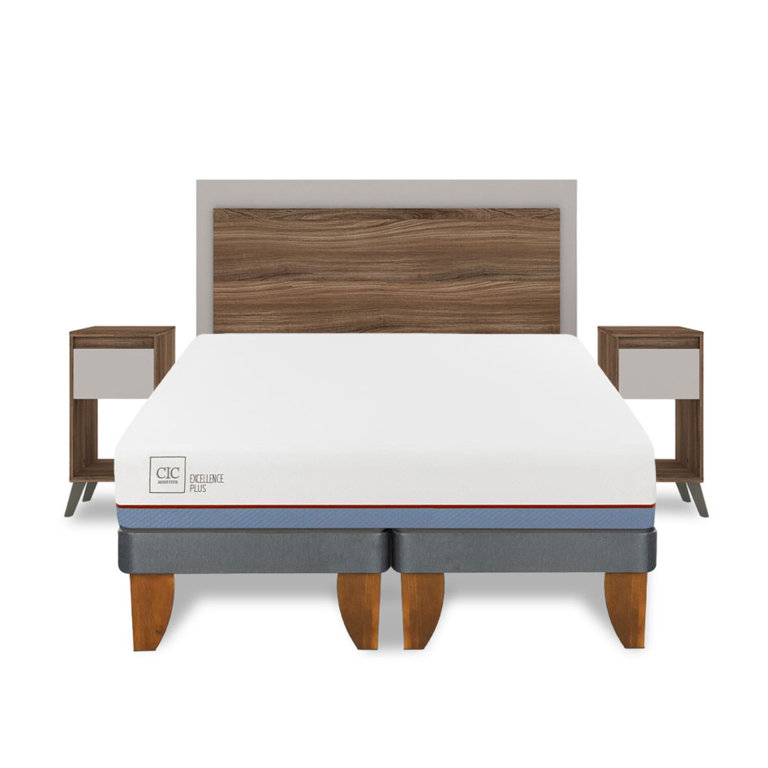 Cama Europea Cic Excellence Plus / 2 Plazas / Base Dividida + Set de Maderas Milan image number 0.0
