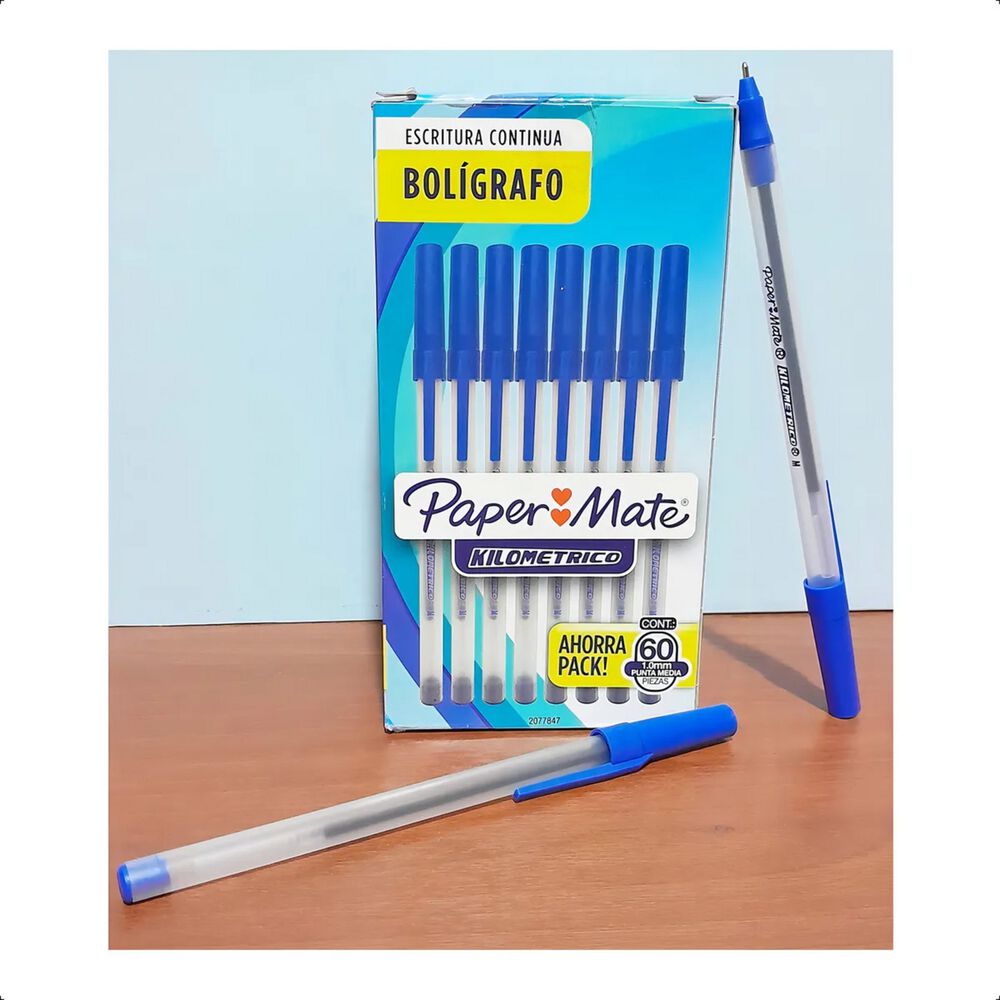 Caja 60 Bol&iacute;grafos Papermate Econ&oacute;mico Kilom&eacute;trico Azul image number 1.0