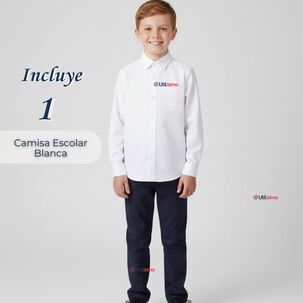 Camisa Escolar Blanca Manga Larga Colegio Para Ni&ntilde;os Y Juvenil