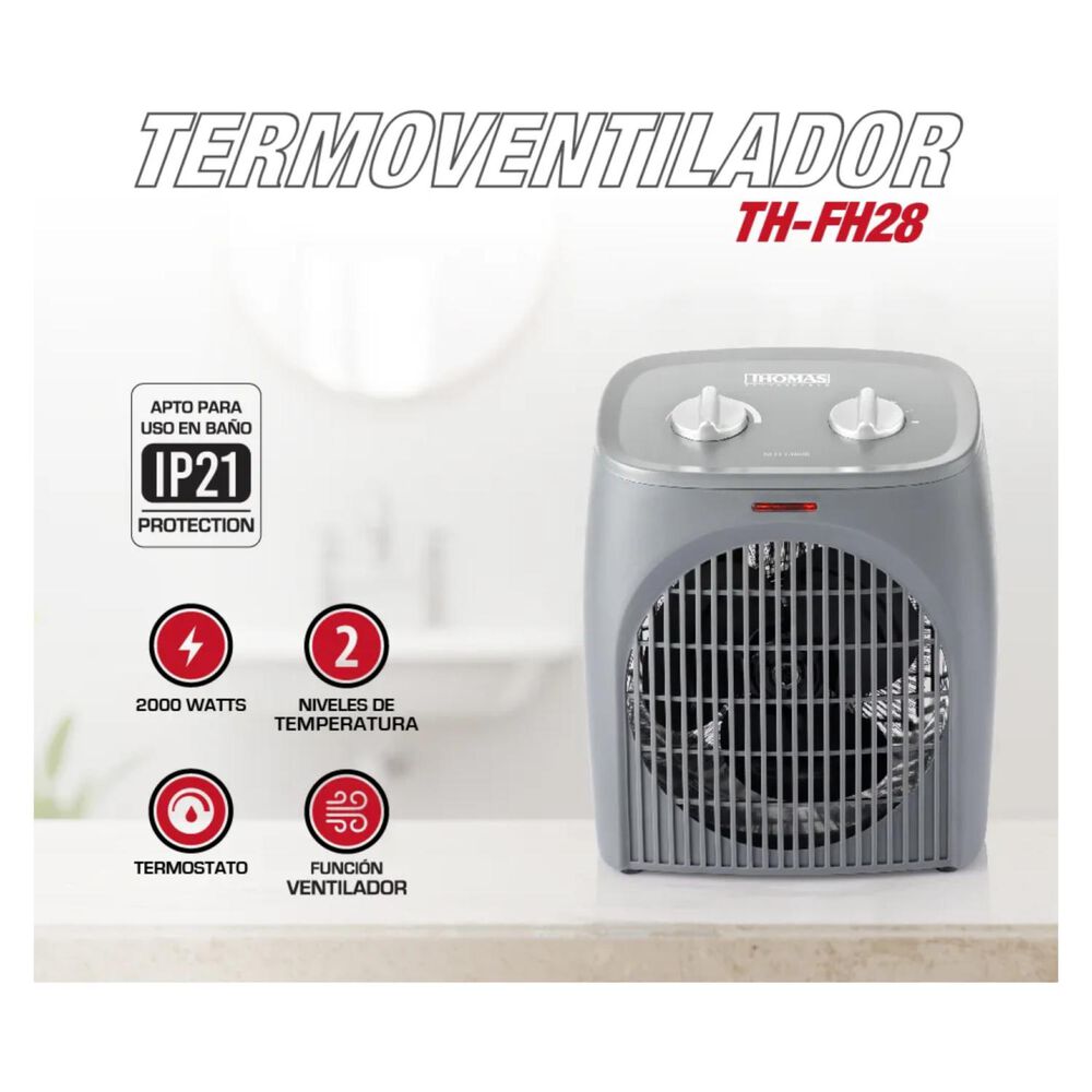 Termoventilador Calefactor 2000w 20mt2 Gris Th-fh28 Thomas image number 0.0