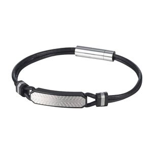Pulsera De Hombre Cat J001b10121 Plateado-negro