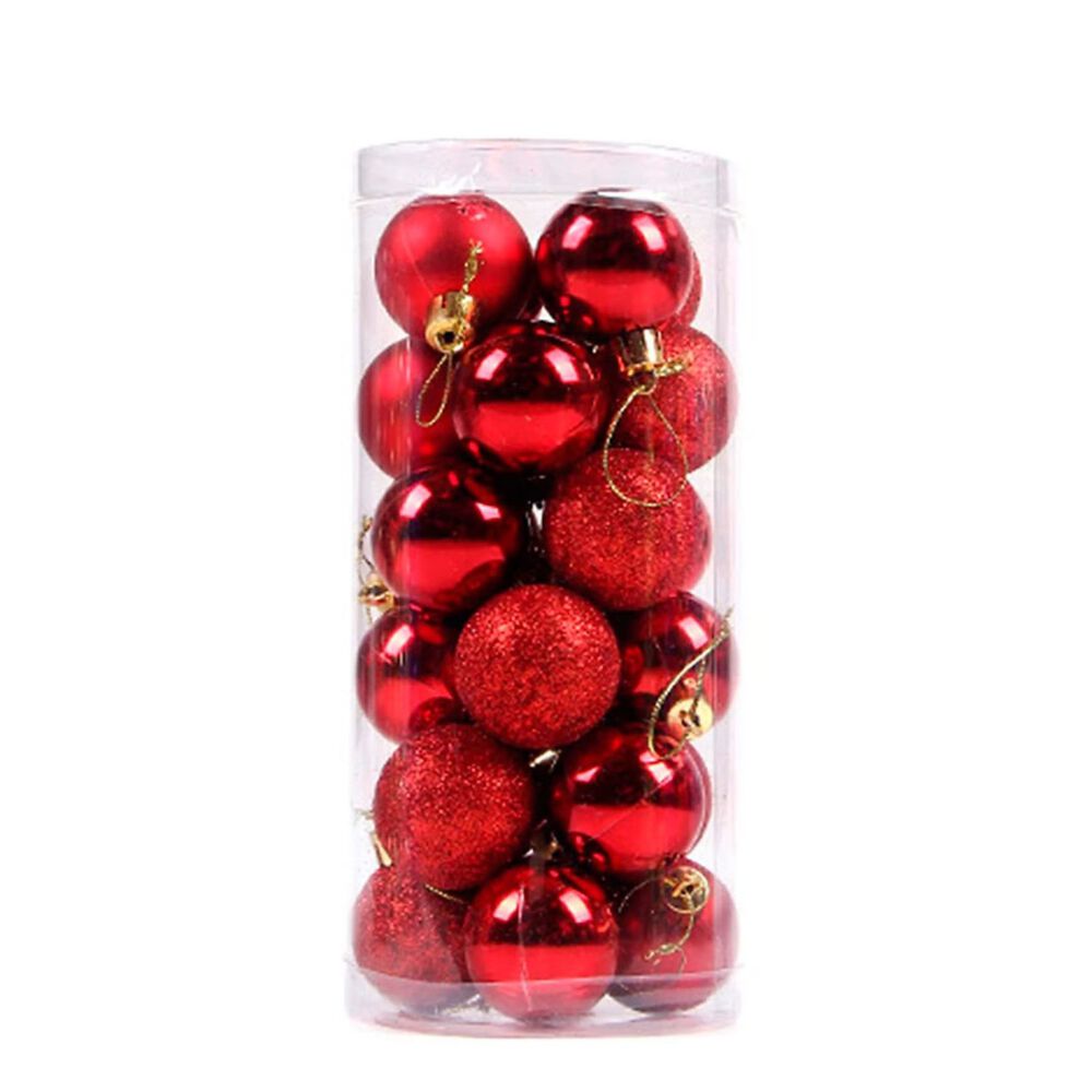 Set 20 Esferas Rojas 8 Cm Mate Brillos Perla Navidad image number 1.0