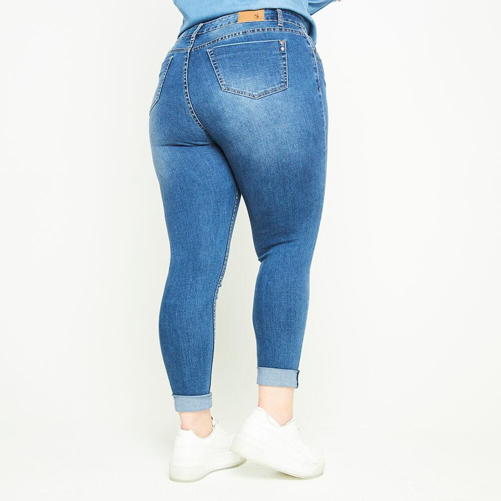 Jeans Talla Grande Con Bolsillos Doble Basta Tiro Medio Slim Mujer Sexy Large image number 2.0