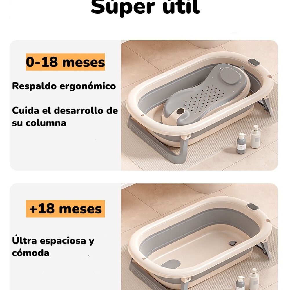 Ba&ntilde;era Con Respaldo De Ducha Comfort Gris Lubabycas image number 3.0