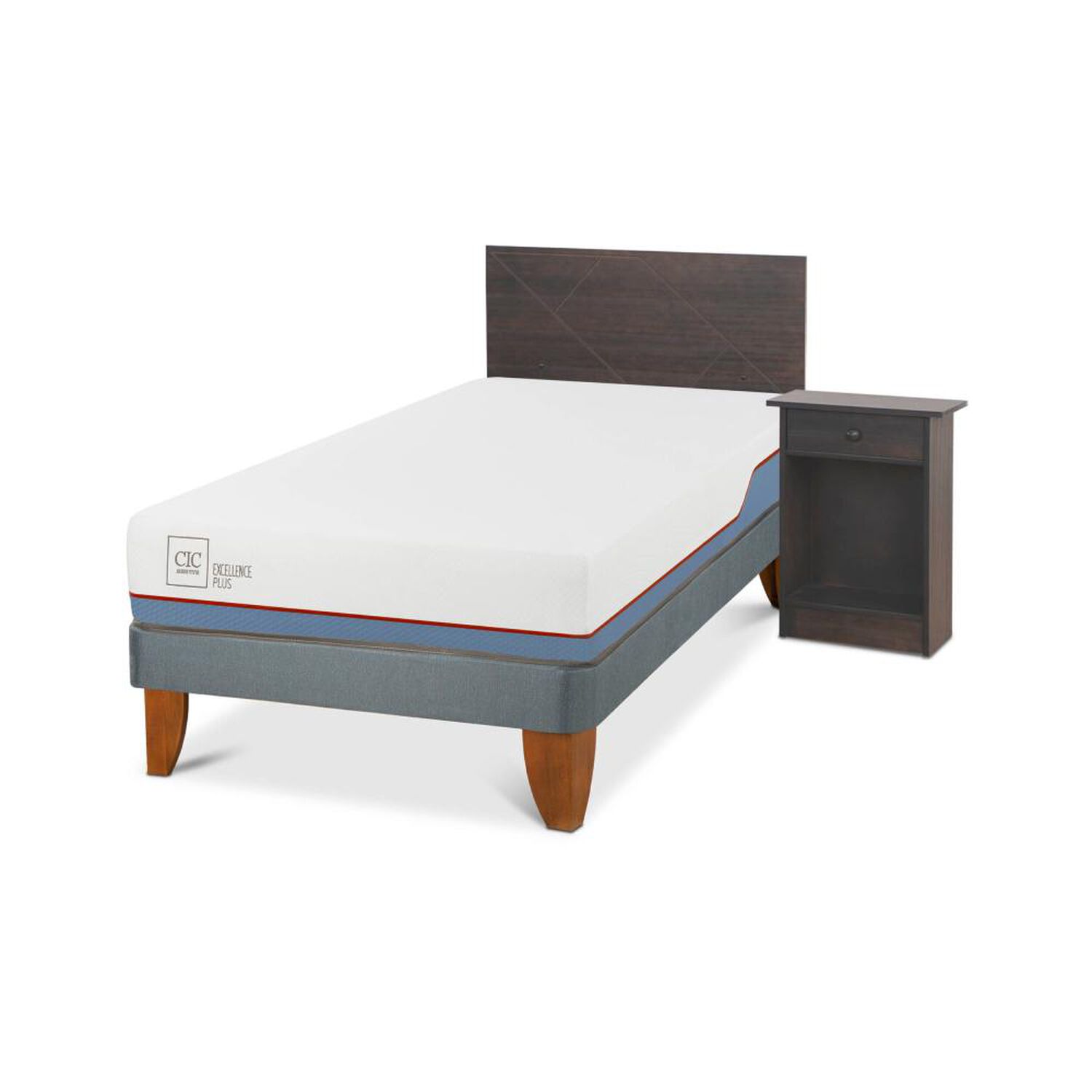 Cama Europea Cic Excellence Plus / 1.5 Plazas / Base Normal + Set De Maderas image number 1.0